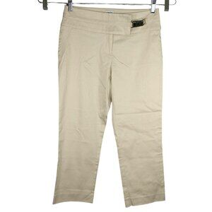 Cache Cropped Ankle Pants Chino Women Size 6 Tan Khaki NO Pocket Zip Closure NEW